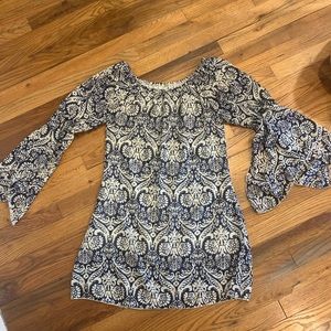 Semi Formal Navy & White Paisley Dress size small